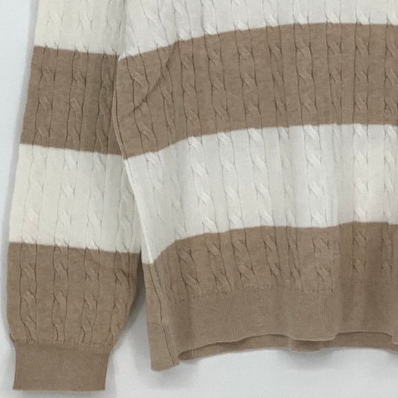 NEW! NAADAM Size Medium Cashmere Striped Cable Crewneck Sweater $375 msrp J6-8 - Picture 5 of 11